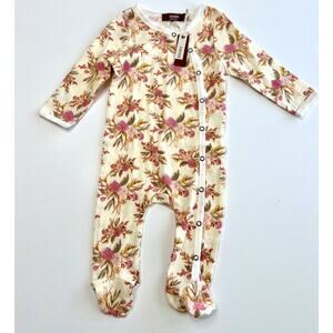 MilkBarn Organic Girls Baby 3-6 Months Floral One Piece Sleeper NWT